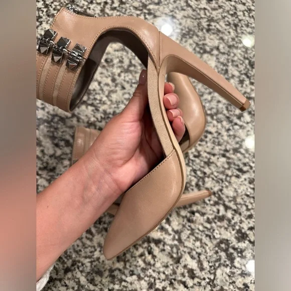 Sam Edelman Tan Strappy Heels with Pointed Toe - Picture 11 of 13